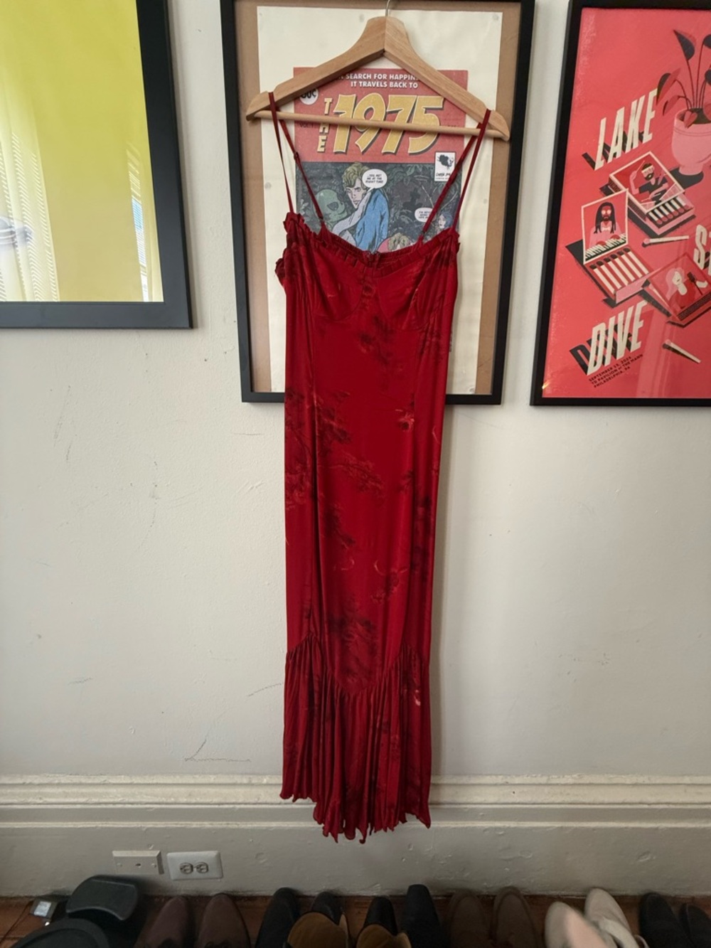 Reformation Aiko Red Satin Dress